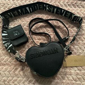 NEW HARD TO FIND - Black Steve Madden Heart Crossbody Handbag